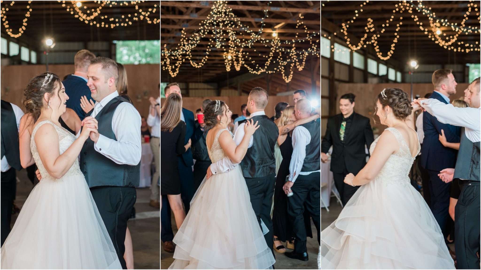 bride and groom dancing at their summer wedding in michigan