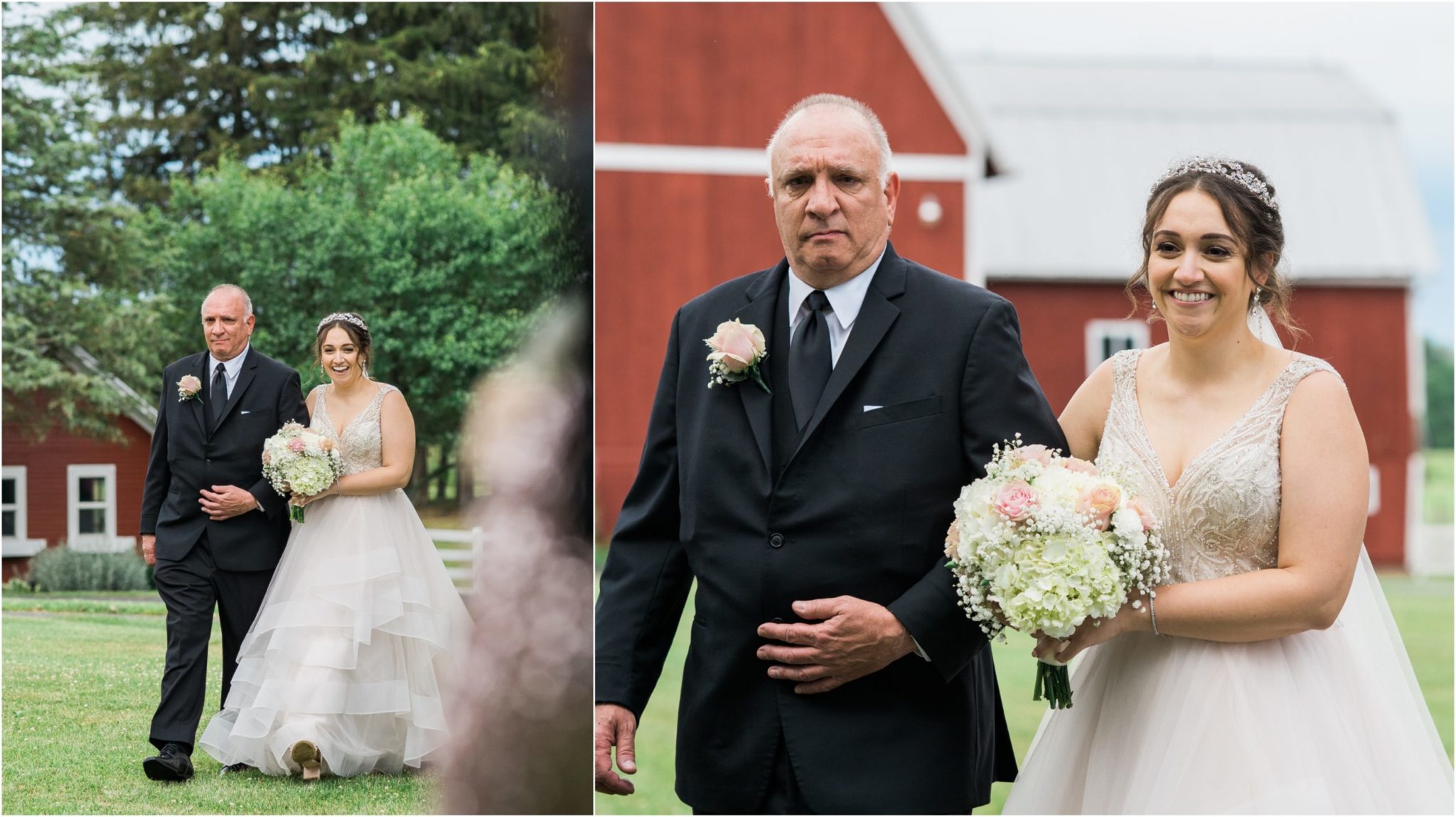 a bride and the father of the bride during her summer wedding