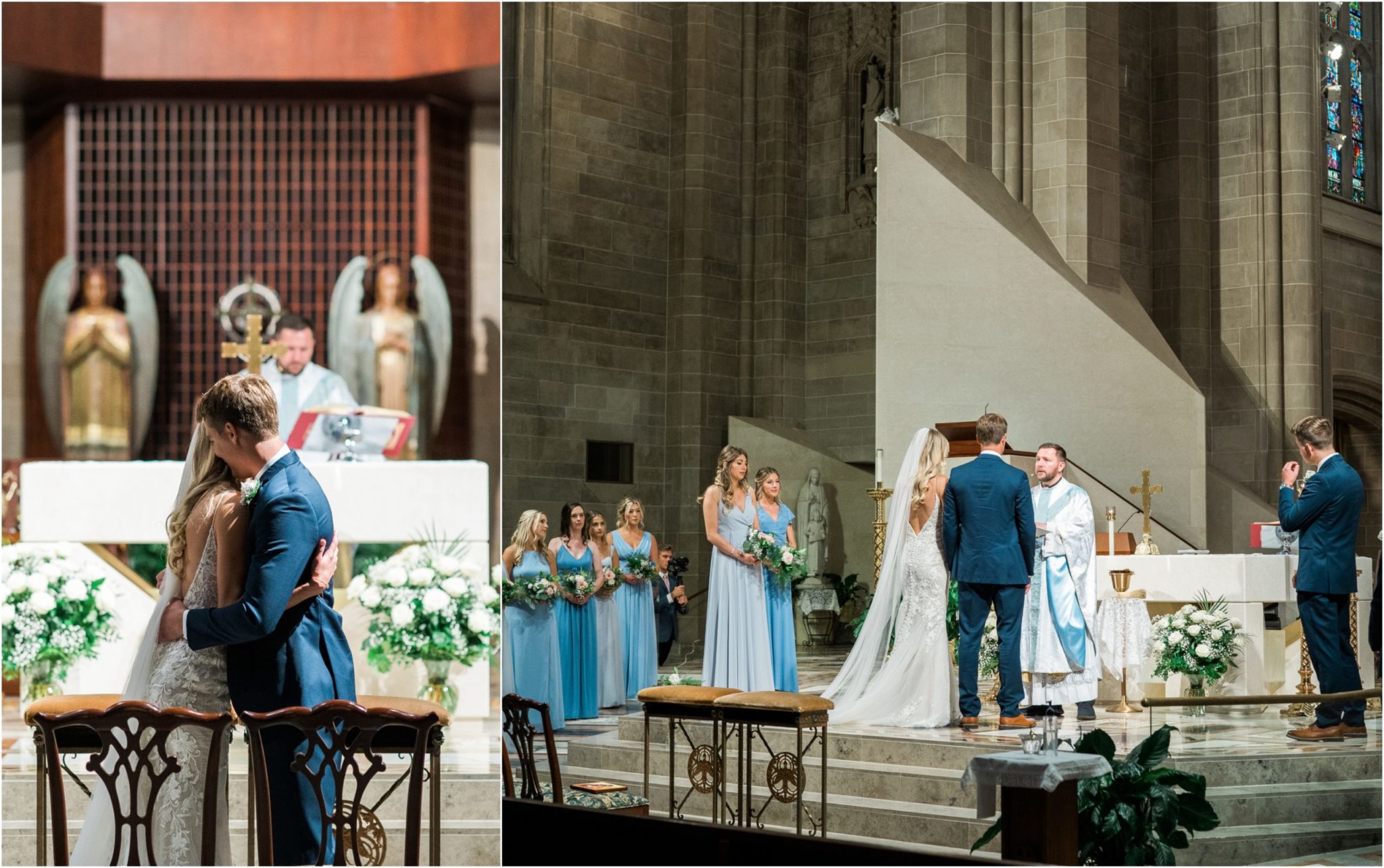 a bride and groom during their classic downtown detroit wedding ceremony