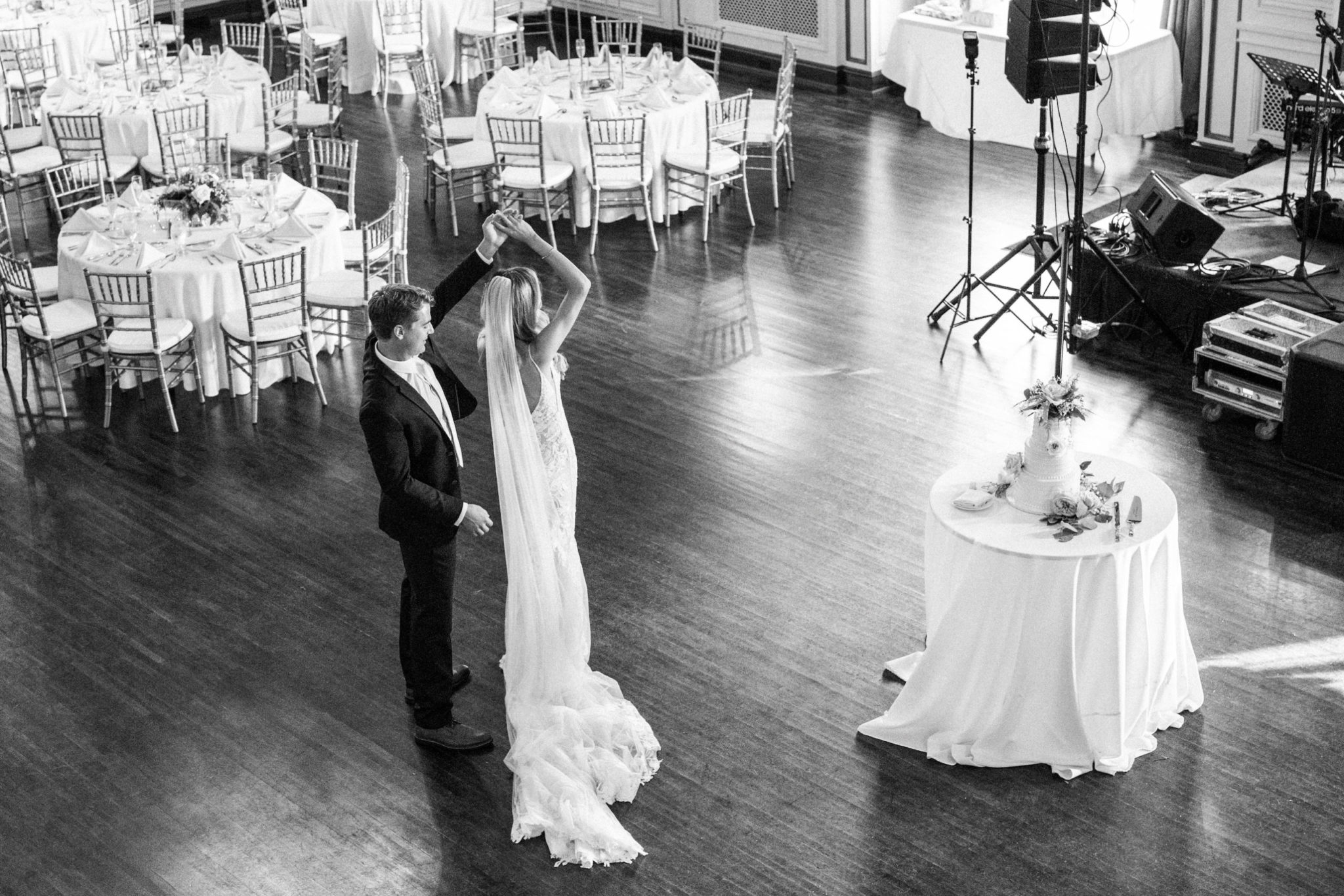 a bride and groom dancing in the colony club in downtown detroit michigan